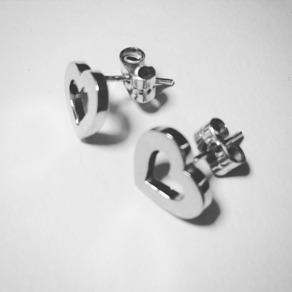 Fine Silver 950 Earrings Heart Shape from Peru